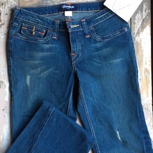 Distressed Denim Global boot cut jeans